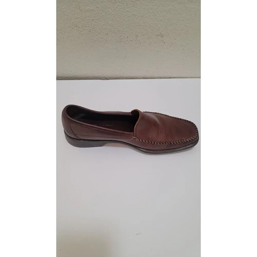 Johnston & Murphy Leather Loafers Mens 9.5M Brown Mahogany Slip On Moc Toe Shoes